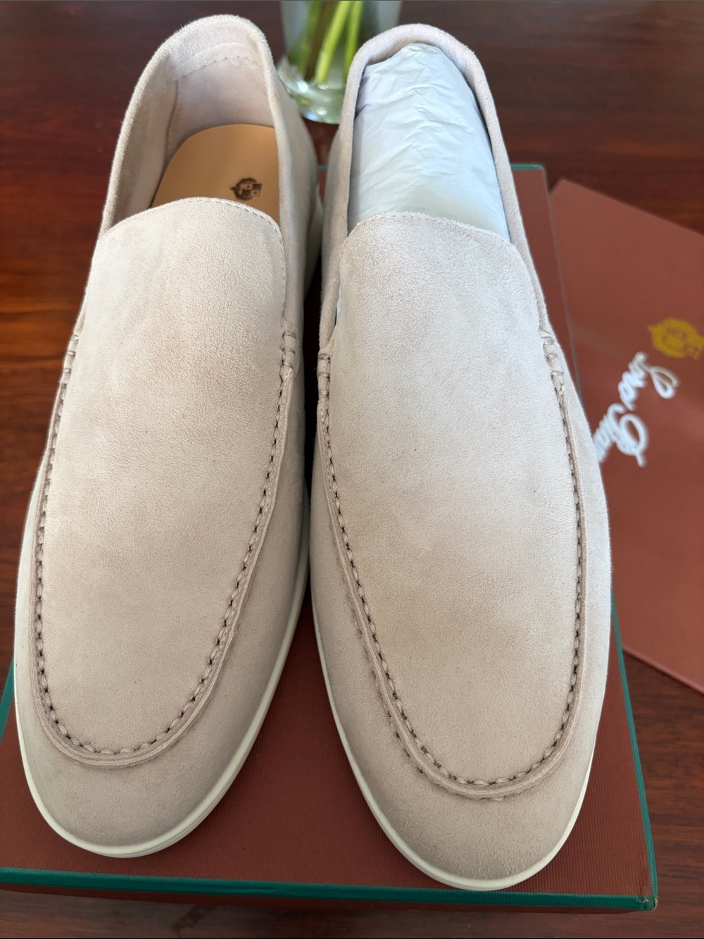 Loro Piana Light Beige Suede Slip-On Loafers - Picture 3 of 5